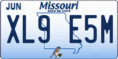 MO license plate XL9E5M
