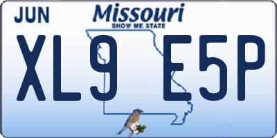 MO license plate XL9E5P