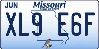 MO license plate XL9E6F