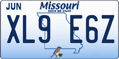 MO license plate XL9E6Z