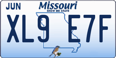 MO license plate XL9E7F