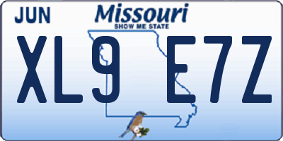 MO license plate XL9E7Z