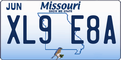 MO license plate XL9E8A