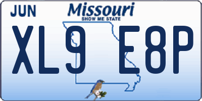 MO license plate XL9E8P