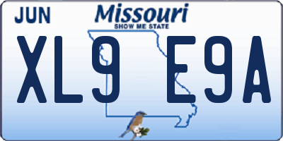 MO license plate XL9E9A