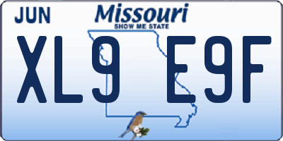 MO license plate XL9E9F
