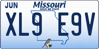 MO license plate XL9E9V