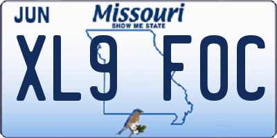 MO license plate XL9F0C