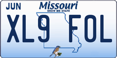 MO license plate XL9F0L
