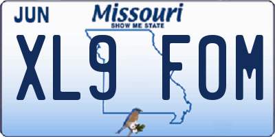 MO license plate XL9F0M