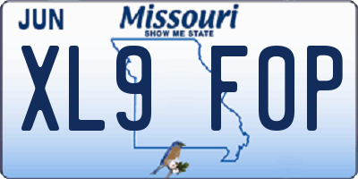 MO license plate XL9F0P