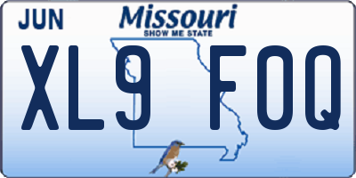 MO license plate XL9F0Q