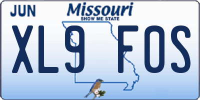 MO license plate XL9F0S