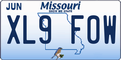 MO license plate XL9F0W