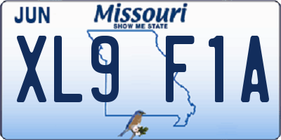 MO license plate XL9F1A