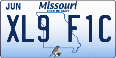 MO license plate XL9F1C
