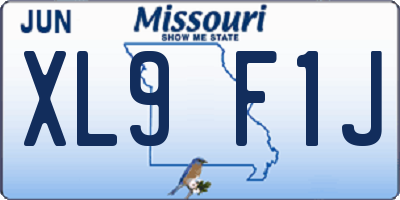 MO license plate XL9F1J