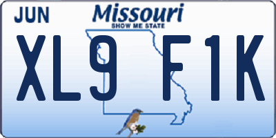 MO license plate XL9F1K