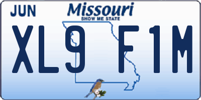 MO license plate XL9F1M