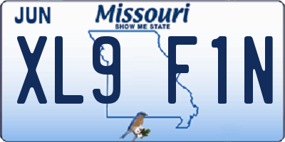 MO license plate XL9F1N