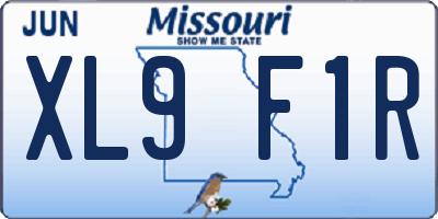 MO license plate XL9F1R