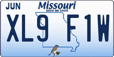 MO license plate XL9F1W