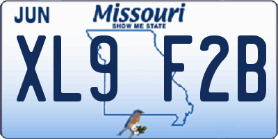MO license plate XL9F2B