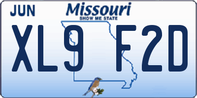 MO license plate XL9F2D