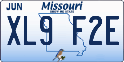 MO license plate XL9F2E