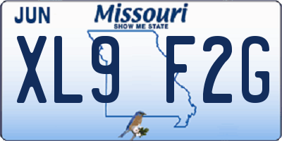 MO license plate XL9F2G
