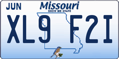 MO license plate XL9F2I