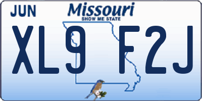 MO license plate XL9F2J