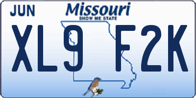 MO license plate XL9F2K
