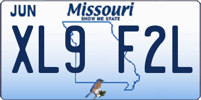 MO license plate XL9F2L