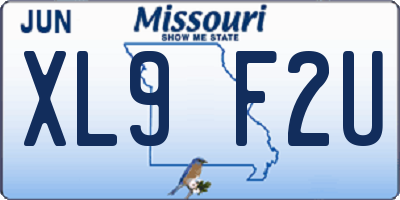MO license plate XL9F2U