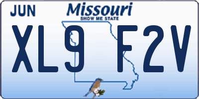 MO license plate XL9F2V