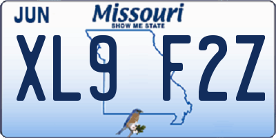 MO license plate XL9F2Z