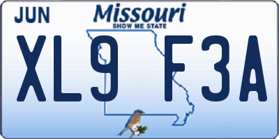 MO license plate XL9F3A