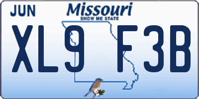 MO license plate XL9F3B