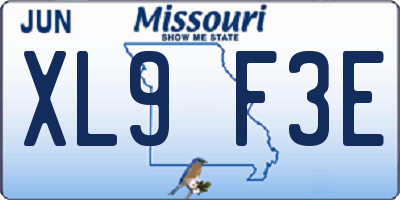 MO license plate XL9F3E