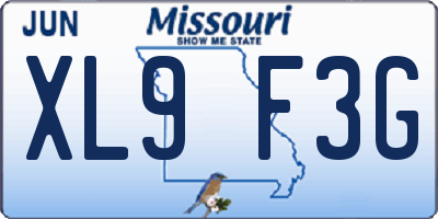 MO license plate XL9F3G
