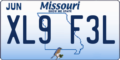 MO license plate XL9F3L