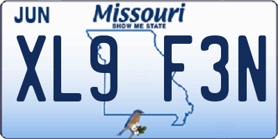 MO license plate XL9F3N