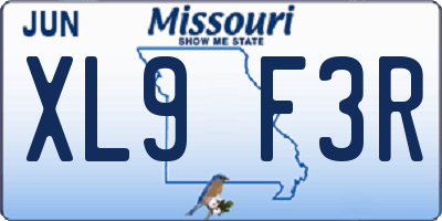 MO license plate XL9F3R