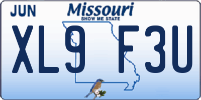 MO license plate XL9F3U