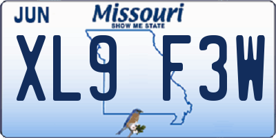 MO license plate XL9F3W