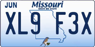 MO license plate XL9F3X