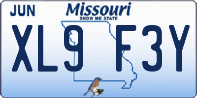 MO license plate XL9F3Y