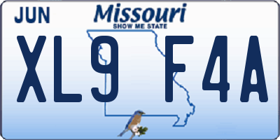 MO license plate XL9F4A