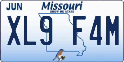 MO license plate XL9F4M